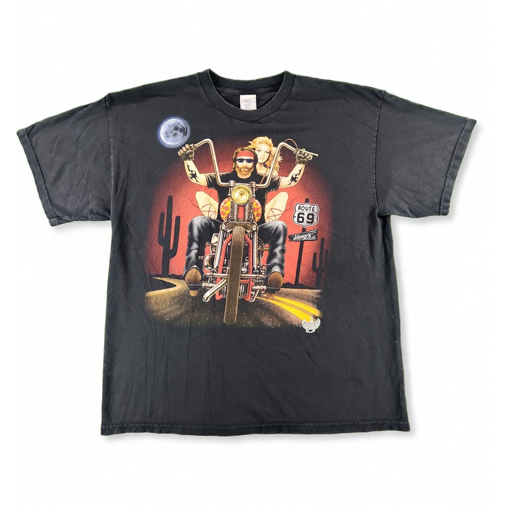 Vintage 90s Tennessee River Johnny's Route 69 Biker T-Shirt XL Graphic Tee